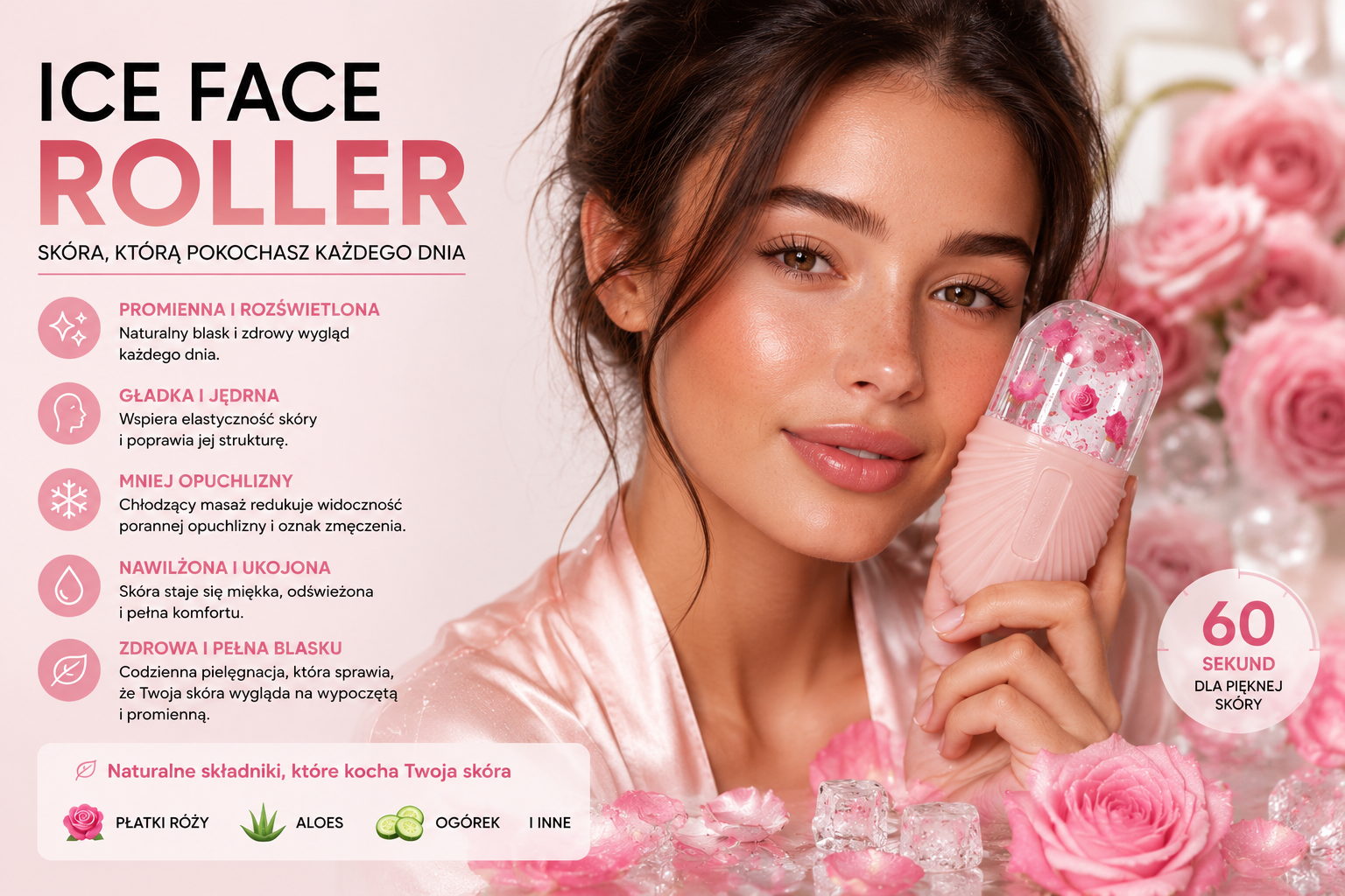 ICE FACE ROLLER™ | Naturalny Wałek Lodowy do Twarzy Czarny