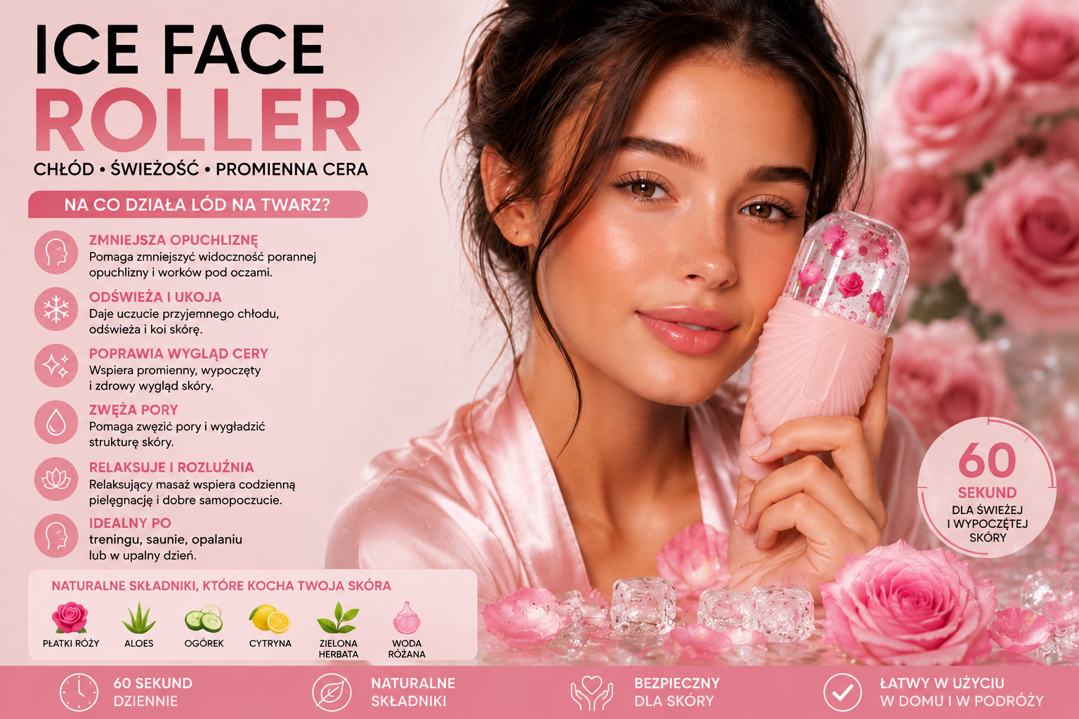 ICE FACE ROLLER™ — Beżowy | Naturalny Wałek Lodowy do Twarzy