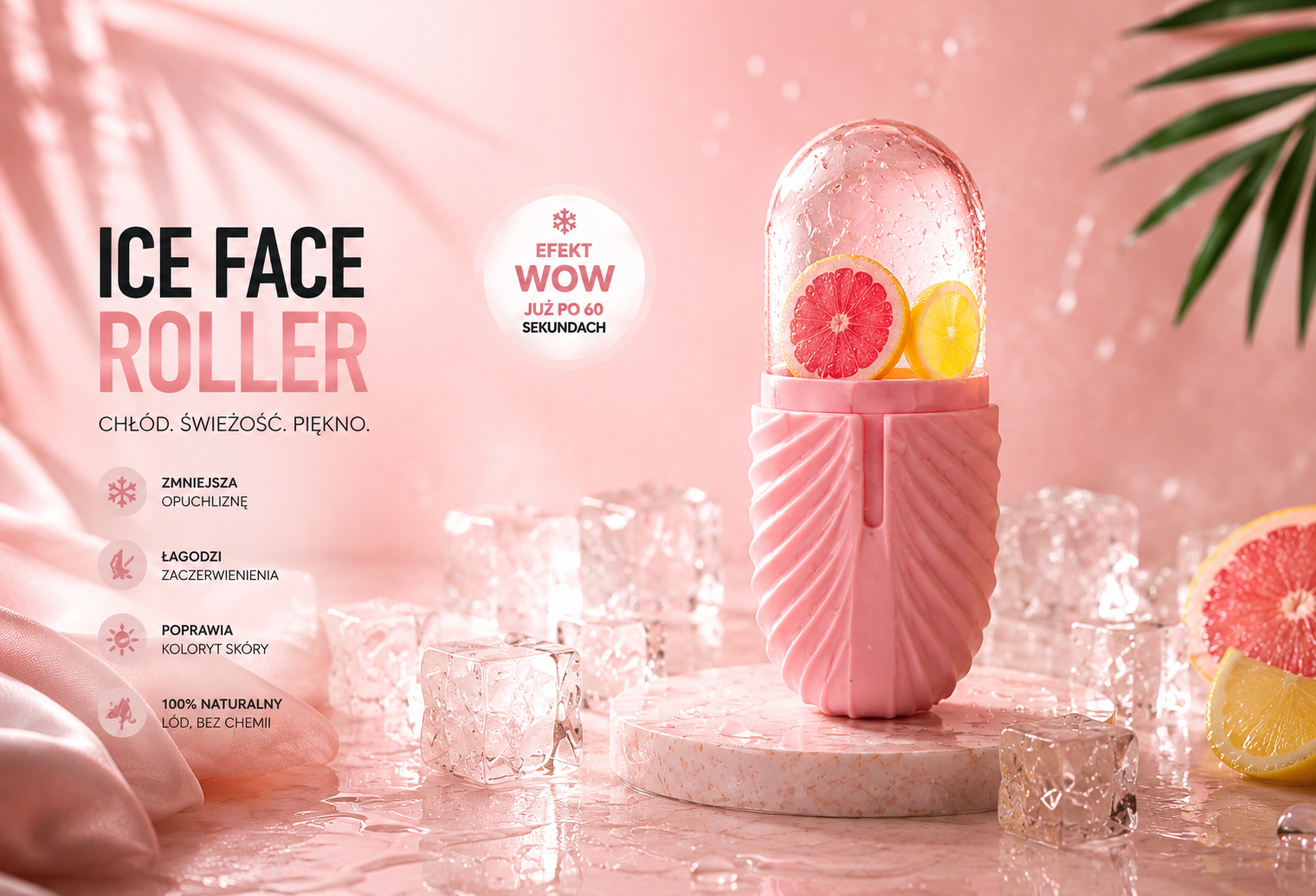ICE FACE ROLLER™ — Różowy | Naturalny Wałek Lodowy do Twarzy