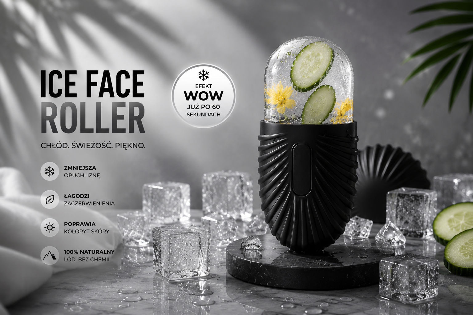 ICE FACE ROLLER™ — Czarny | Naturalny Wałek Lodowy do Twarzy