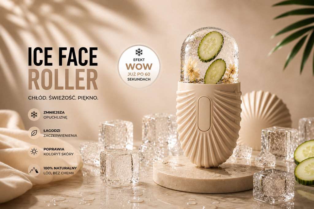 ICE FACE ROLLER™ — Beżowy | Naturalny Wałek Lodowy do Twarzy